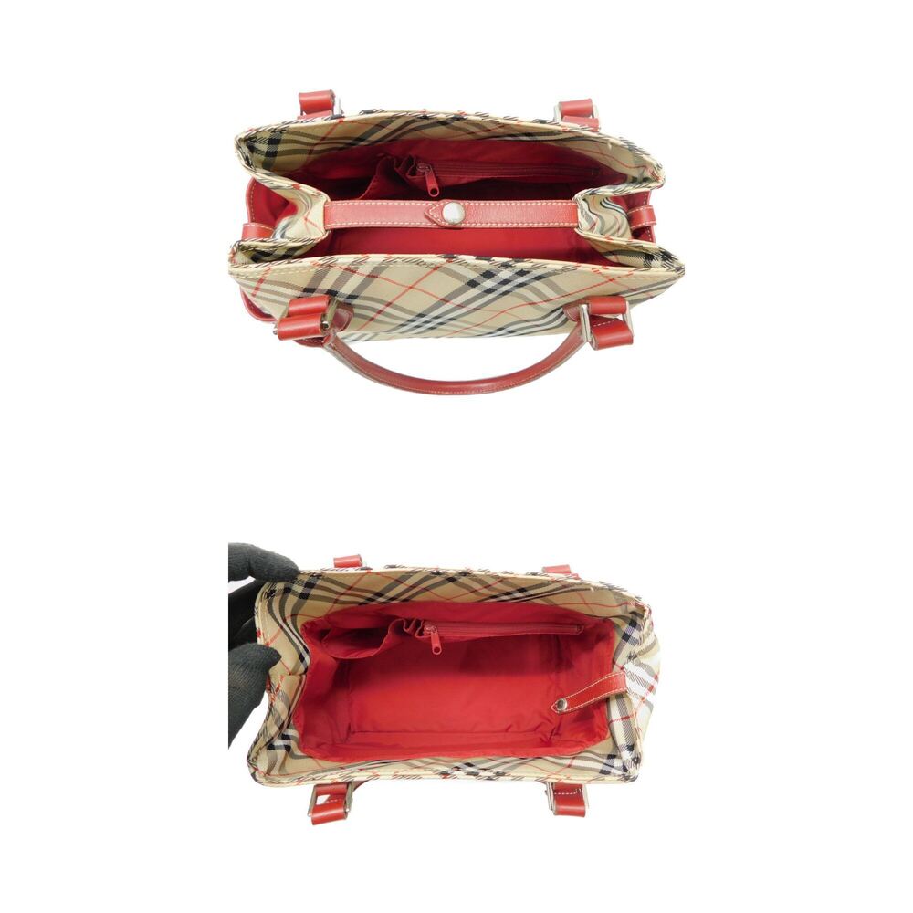 BURBERRY BLUELABEL Check Handbag Red Compact - Picture 5 of 7